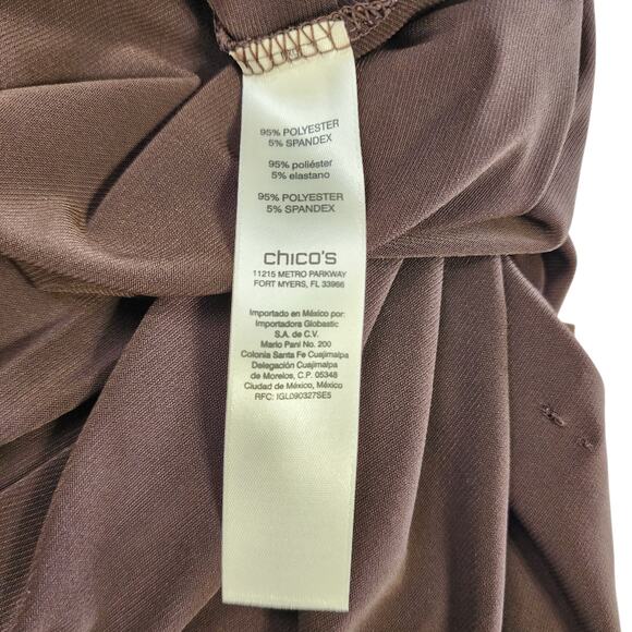 Chicos Womens Maxi Dress Size Large Chocolate Brown Cold Shoulder Stretch Travel - Picture 10 of 15